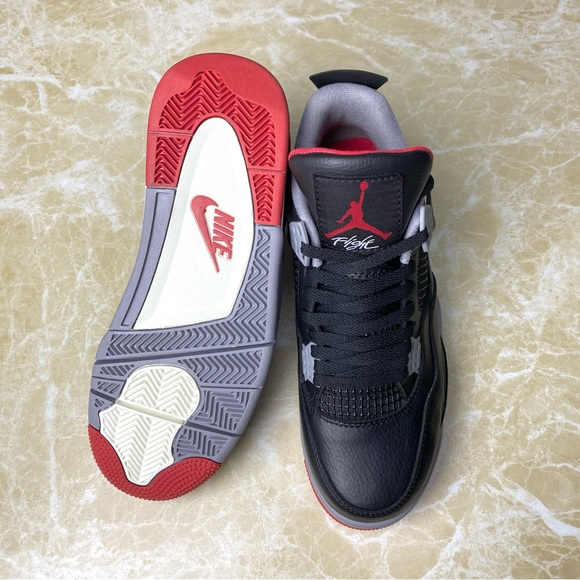 Jordan 4 Retro Bred Reimagined -Men's Black/ Gray Sneakers Shoes - Picture 8 of 10